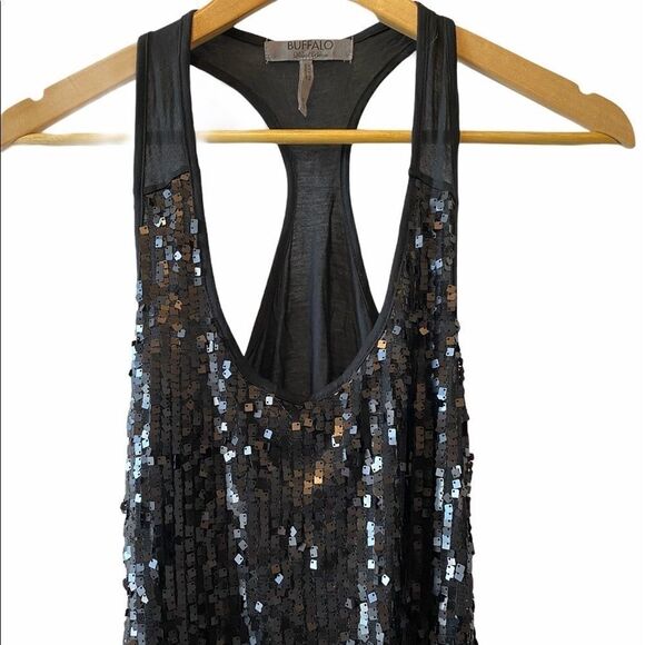 BUFFALO Black Sequin T Back Dressy Tank XS - Picture 2 of 8